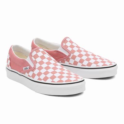 Zapatos Slip On Vans Checkerboard Classic Mujer Rosas | JKB563718