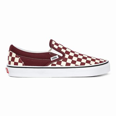 Zapatos Slip On Vans Checkerboard Classic Mujer Rojas | PZR350276