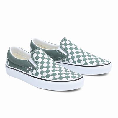 Zapatos Slip On Vans Classic Hombre Verde/Blancas | LTA784910