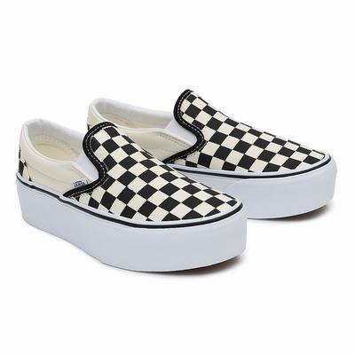 Zapatos Slip On Vans Classic Slip-On Stackform Mujer Negras/Blancas | BXF465107