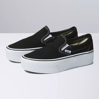 Zapatos Slip On Vans Classic Slip-On Stackform Mujer Negras/Blancas | LSQ270563