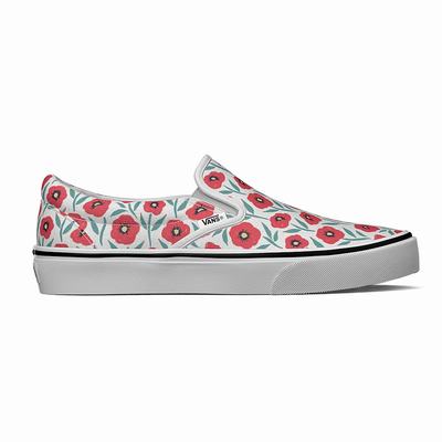 Zapatos Slip On Vans Flowers Classic Hombre Blancas | VXL619074