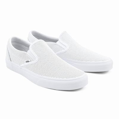 Zapatos Slip On Vans Perf Leather Classic Mujer Blancas | UXN157803