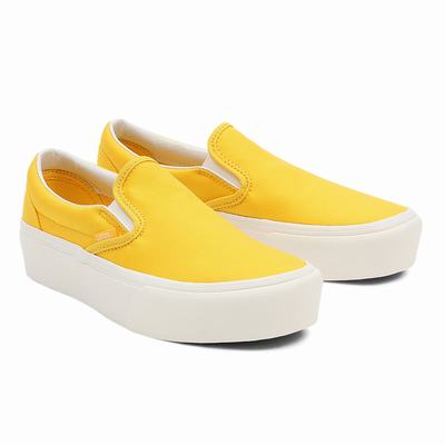 Zapatos Slip On Vans Twill Classic Slip-On Platform Mujer Amarillo | BPO675218